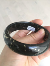 Load image into Gallery viewer, 59mm 100% Natural dark green/black meteorite Stellar Night sky nephrite Jade bangle HF94-1030