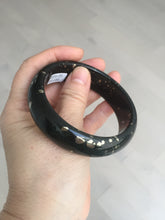 Load image into Gallery viewer, 59mm 100% Natural dark green/black meteorite Stellar Night sky nephrite Jade bangle HF94-1030