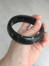 Load image into Gallery viewer, 59mm 100% Natural dark green/black meteorite Stellar Night sky nephrite Jade bangle HF94-1030
