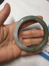 Load image into Gallery viewer, 57.4mm certified Type A 100% Natural dark green gray black white with floating seaweed Jadeite Jade bangle BS25-7689
