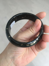 Load image into Gallery viewer, 59mm 100% Natural dark green/black meteorite Stellar Night sky nephrite Jade bangle HF94-1030