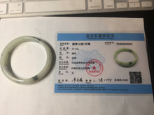 Load image into Gallery viewer, 55.5mm Certified type A 100% Natural light green with green flying flowers Jadeite bangle D131-4024