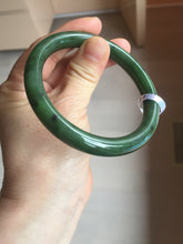 Load image into Gallery viewer, 59mm certified 100% Natural dark green black (碧玉) round cut nephrite Jade bangle HT107-1580