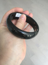 Load image into Gallery viewer, 59mm 100% Natural dark green/black meteorite Stellar Night sky nephrite Jade bangle HF94-1030