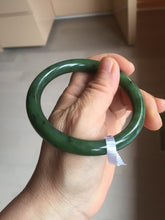 Load image into Gallery viewer, 59mm certified 100% Natural dark green black (碧玉) round cut nephrite Jade bangle HT107-1580