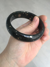 Load image into Gallery viewer, 59mm 100% Natural dark green/black meteorite Stellar Night sky nephrite Jade bangle HF94-1030