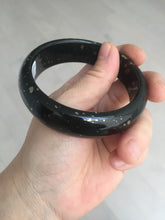 Load image into Gallery viewer, 59mm 100% Natural dark green/black meteorite Stellar Night sky nephrite Jade bangle HF94-1030