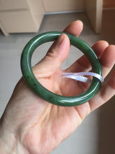 Load image into Gallery viewer, 59mm certified 100% Natural dark green black (碧玉) round cut nephrite Jade bangle HT107-1580