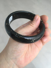 Load image into Gallery viewer, 59mm 100% Natural dark green/black meteorite Stellar Night sky nephrite Jade bangle HF94-1030
