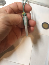 Load image into Gallery viewer, 37.9mm Type A 100% Natural icy watery white purple with green floating flowers Jadeite Jade Safety Guardian Button donuts couple pendant PA65