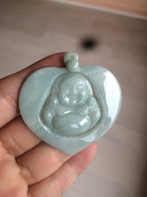 Load image into Gallery viewer, Type A 100% Natural light green/white Jadeite Jade Buddha in my heart Pendant AX34