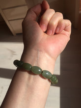 Load image into Gallery viewer, 100% Natural 12x9mm green/yellow olives shape nephriteJade bead bracelet group HE92