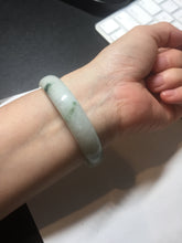 Load image into Gallery viewer, 55.5mm Certified type A 100% Natural light green with green flying flowers Jadeite bangle D131-4024