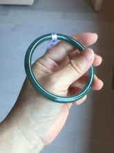 Load image into Gallery viewer, 60mm Certified Type A 100% Natural dark green/blue/gray Guatemala slim round cut Jadeite bangle PD24-3854