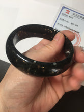 Load image into Gallery viewer, 59mm 100% Natural dark green/black meteorite Stellar Night sky nephrite Jade bangle HF94-1030