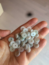 Load image into Gallery viewer, 50 pieces of 100% Natural light green/white Jadeite Jade small safety button beads AS79 (supply)