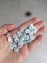 Load image into Gallery viewer, 50 pieces of 100% Natural light green/white Jadeite Jade small safety button beads AS79 (supply)