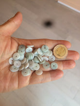 Load image into Gallery viewer, 50 pieces of 100% Natural light green/white Jadeite Jade small safety button beads AS79 (supply)