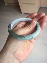 Load image into Gallery viewer, 58mm certificated Type A 100% Natural light green purple with green floating flowers Jadeite Jade bangle AS83-3016