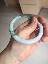 Load image into Gallery viewer, 58mm certificated Type A 100% Natural light green purple with green floating flowers Jadeite Jade bangle AS83-3016