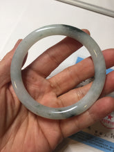 Load image into Gallery viewer, 57.5mm Certified Type A 100% Natural icy watery light green with green floating flowers round cut Jadeite Jade bangle AM95-2726