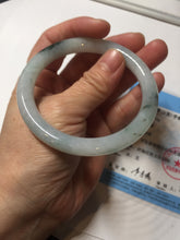 Load image into Gallery viewer, 57.5mm Certified Type A 100% Natural icy watery light green with green floating flowers round cut Jadeite Jade bangle AM95-2726