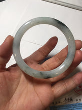 Load image into Gallery viewer, 57.5mm Certified Type A 100% Natural icy watery light green with green floating flowers round cut Jadeite Jade bangle AM95-2726