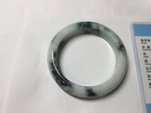 Load image into Gallery viewer, 53mm certified 100% natural Type A green white with green floating flowers jadeite bangle PD157-6246