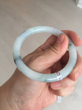 Load image into Gallery viewer, 57.5mm Certified Type A 100% Natural icy watery light green with green floating flowers round cut Jadeite Jade bangle AM95-2726