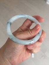 Load image into Gallery viewer, 57.5mm Certified Type A 100% Natural icy watery light green with green floating flowers round cut Jadeite Jade bangle AM95-2726