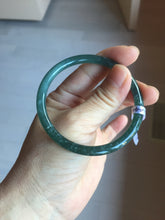Load image into Gallery viewer, 55mm Certified Type A 100% Natural dark green/blue/gray Guatemala slim round cut Jadeite bangle PD18-4450