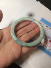 Load image into Gallery viewer, 57mm Certified Type A 100% Natural sunny green round cut Jadeite Jade bangle AK77-3296