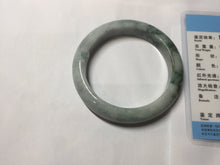 Load image into Gallery viewer, 53mm certified 100% natural Type A green white with green floating flowers jadeite bangle PD158-6291