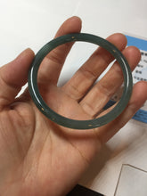 Load image into Gallery viewer, 56.5mm Certified Type A 100% Natural icy watery green/blue/black/gray slim round cut Guatemala Jadeite bangle PC67-7027