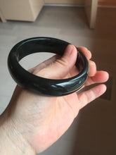 Load image into Gallery viewer, 60mm 100% Natural dark green/black meteorite Stellar Night sky broad style nephrite Jade bangle HF108-0063
