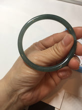 Load image into Gallery viewer, 56.5mm Certified Type A 100% Natural icy watery green/blue/black/gray slim round cut Guatemala Jadeite bangle PC67-7027