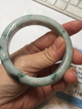 Load image into Gallery viewer, 53mm certified 100% natural Type A green white with green floating flowers jadeite bangle PD158-6291
