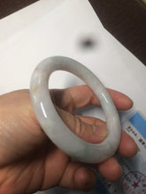 Load image into Gallery viewer, 55mm Certified type A 100% Natural light green/purple/yellow round cut Jadeite bangle AE62-6546