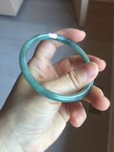 Load image into Gallery viewer, 60mm Certified Type A 100% Natural light green/blue with flying snow Guatemala slim round cut Jadeite bangle PD70-8146
