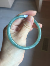 Load image into Gallery viewer, 60mm Certified Type A 100% Natural light green/blue with flying snow Guatemala slim round cut Jadeite bangle PD70-8146
