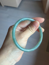 Load image into Gallery viewer, 60mm Certified Type A 100% Natural light green/blue with flying snow Guatemala slim round cut Jadeite bangle PD70-8146