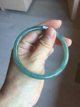 Load image into Gallery viewer, 60mm Certified Type A 100% Natural light green/blue with flying snow Guatemala slim round cut Jadeite bangle PD70-8146