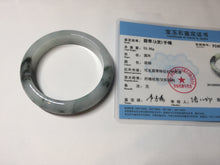 Load image into Gallery viewer, 53mm Certified Type A 100% Natural green white with green floating flowers Jadeite Jade bangle AM97-2725