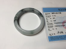 Load image into Gallery viewer, 53mm Certified Type A 100% Natural green white with green floating flowers Jadeite Jade bangle AM97-2725