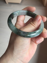Load image into Gallery viewer, 58mm Certificated icy watery dark green/black/white seaweed jadeite jade bangle S82-7077