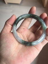 Load image into Gallery viewer, 58mm Certificated icy watery dark green/black/white seaweed jadeite jade bangle S82-7077