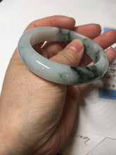 Load image into Gallery viewer, 53mm Certified Type A 100% Natural green white with green floating flowers Jadeite Jade bangle AM97-2725