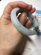 Load image into Gallery viewer, 53mm Certified Type A 100% Natural green white with green floating flowers Jadeite Jade bangle AM97-2725