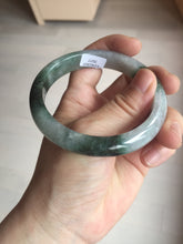 Load image into Gallery viewer, 58mm Certificated icy watery dark green/black/white seaweed jadeite jade bangle S82-7077