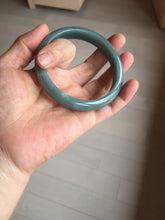 Load image into Gallery viewer, 60.9mm Certified Type A 100% Natural deep sea dark green/blue/gray/black Guatemala Jadeite bangle PB115-6428